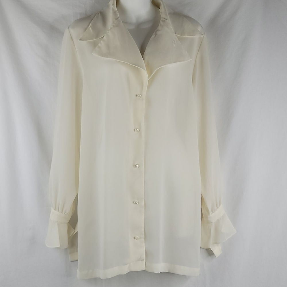 San Andre vintage sheer long sleeve top sz Med